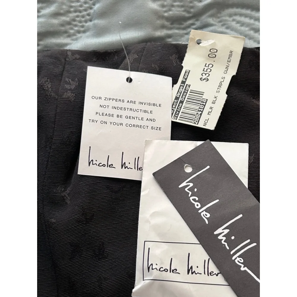 Nicole Miller Black Strapless Evening Gown Dress Size 0 NWT - Picture 11 of 16